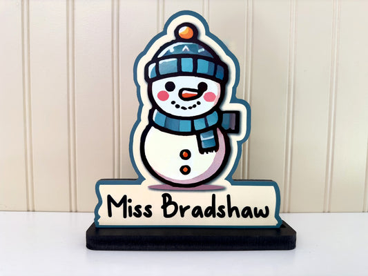 Custom Snowman Desk Sign – Festive Holiday Gift for Teachers