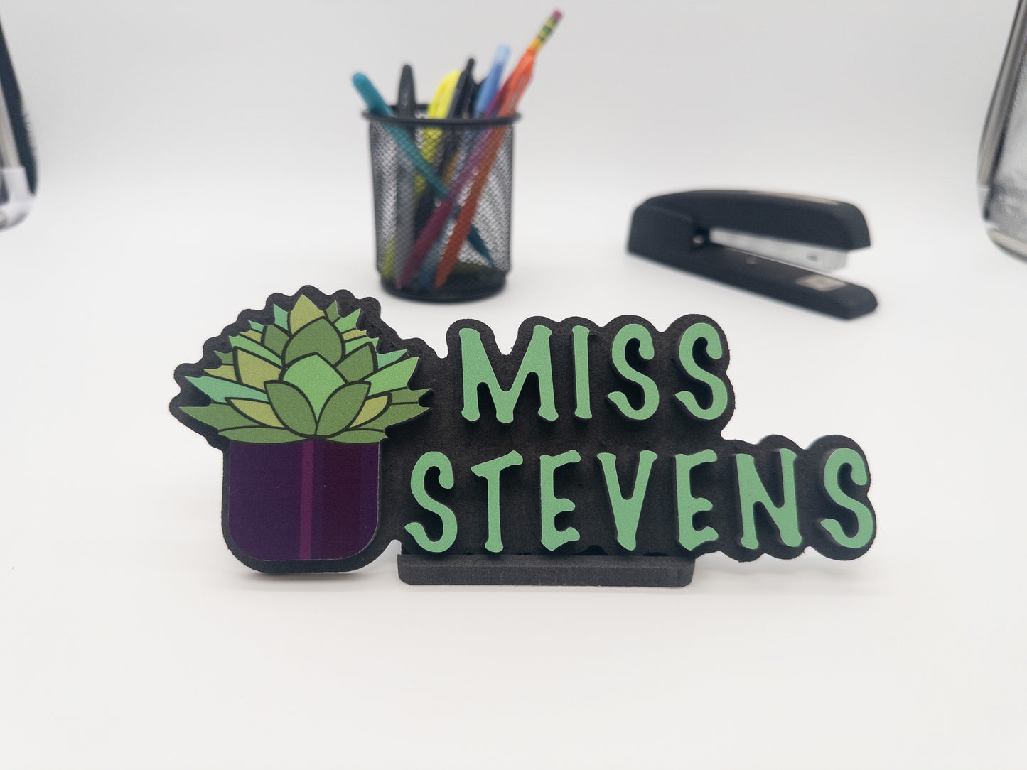 Succulent-Themed Desk Name Plate – Personalized Gift for Plant Lovers