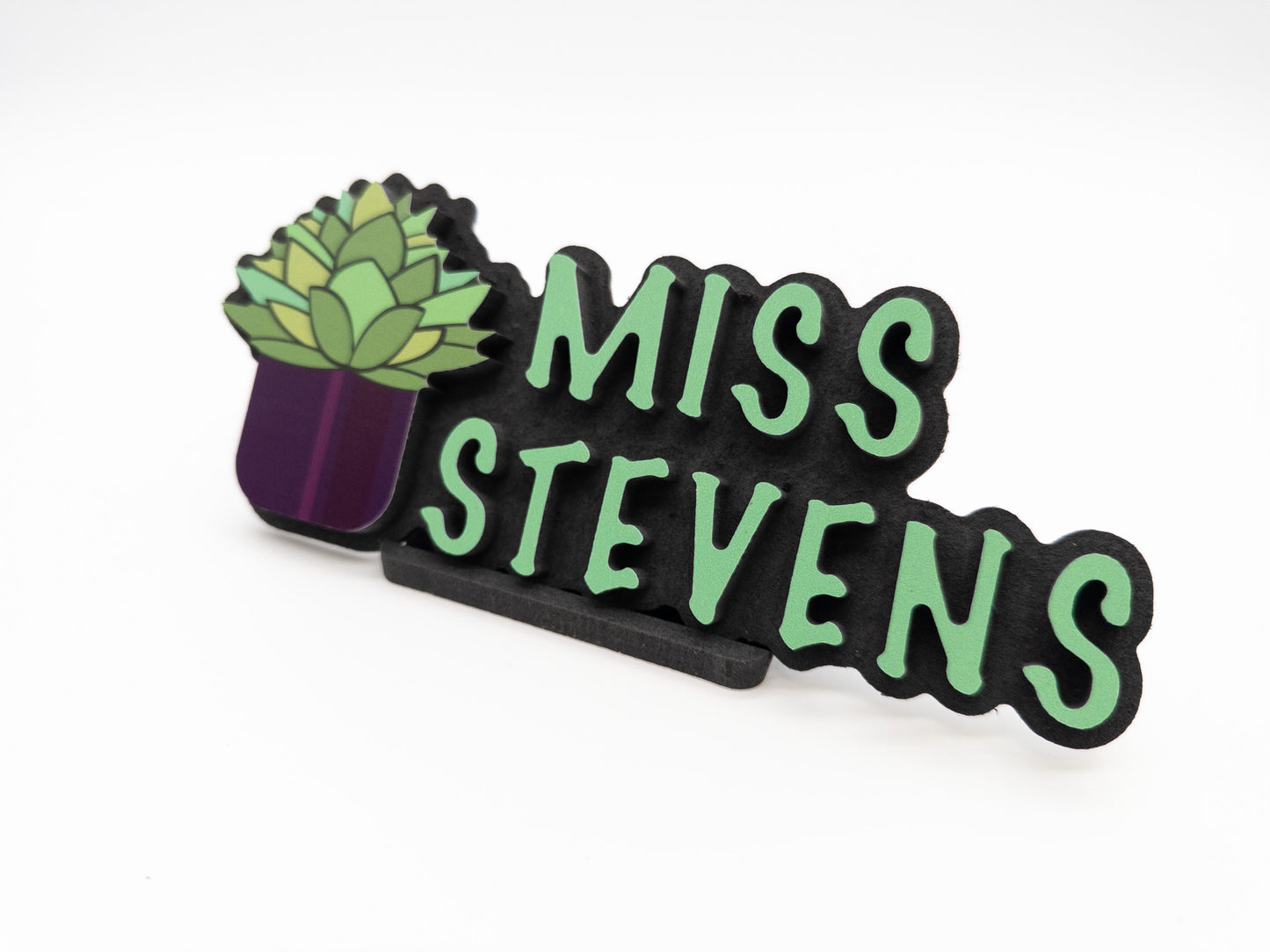 Succulent-Themed Desk Name Plate – Personalized Gift for Plant Lovers