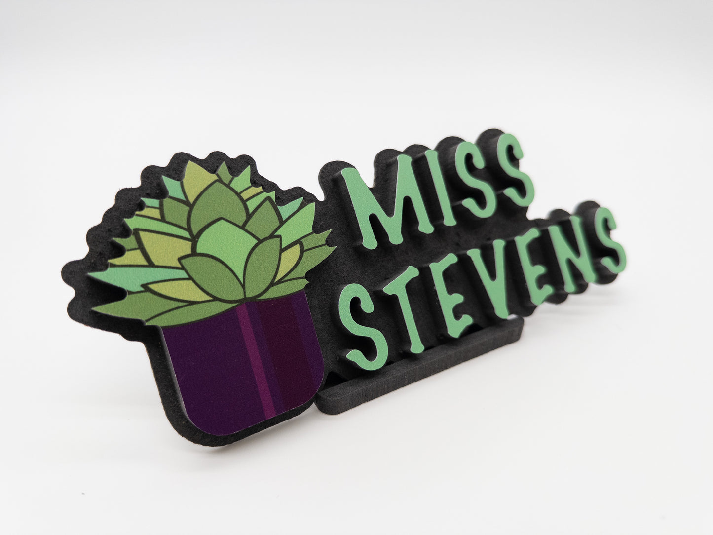 Succulent-Themed Desk Name Plate – Personalized Gift for Plant Lovers