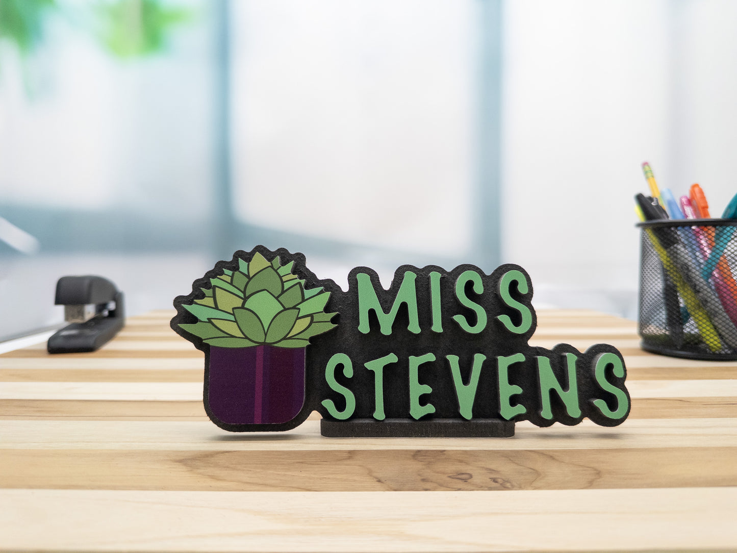 Succulent-Themed Desk Name Plate – Personalized Gift for Plant Lovers