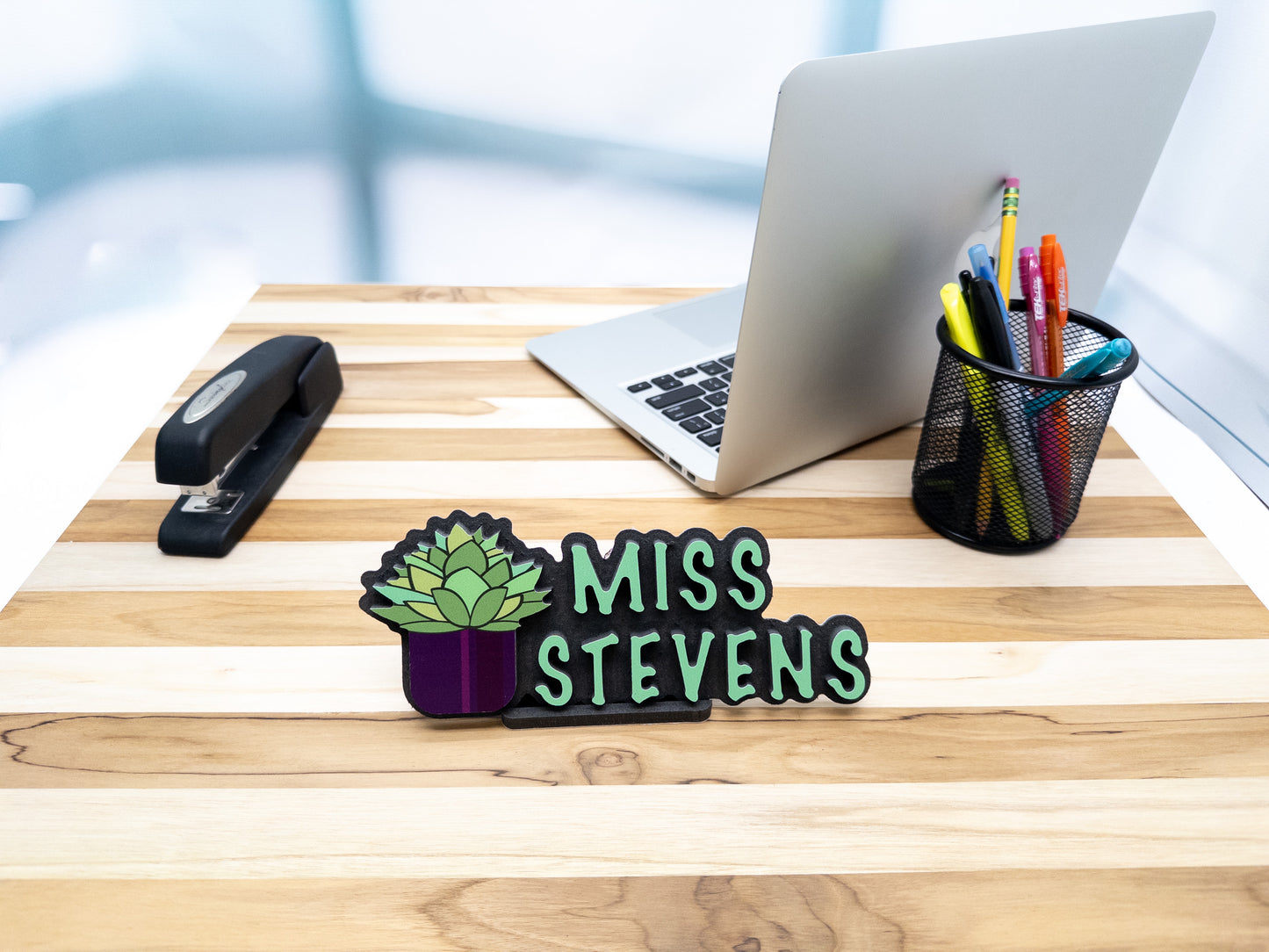 Succulent-Themed Desk Name Plate – Personalized Gift for Plant Lovers