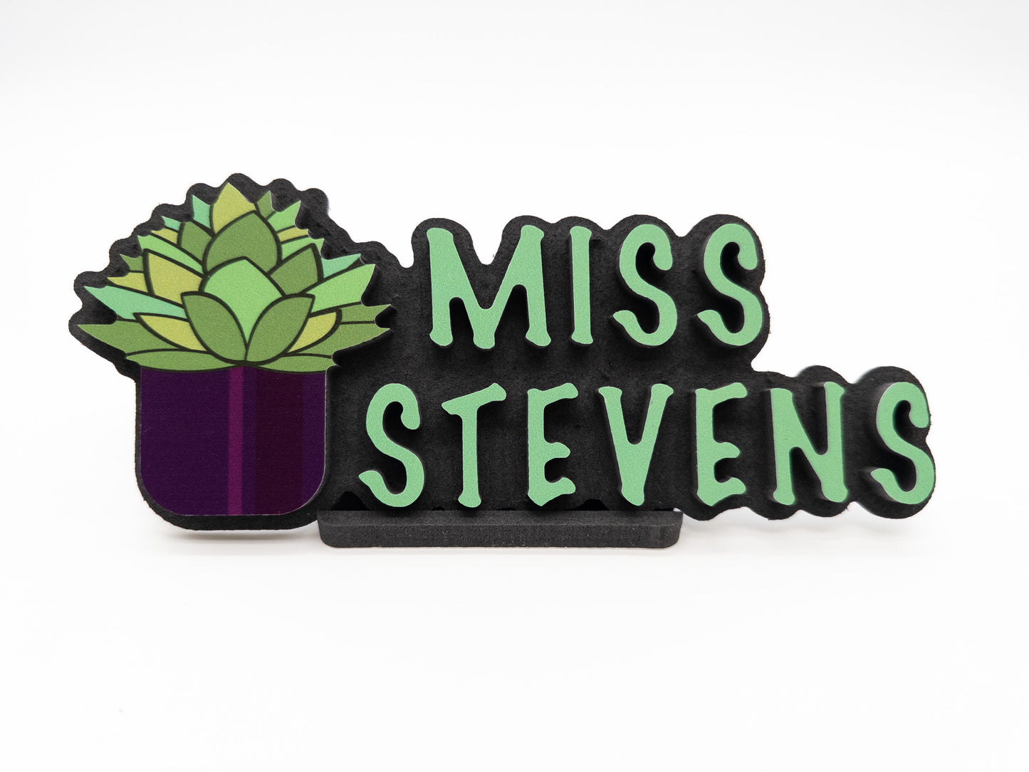 Succulent-Themed Desk Name Plate – Personalized Gift for Plant Lovers