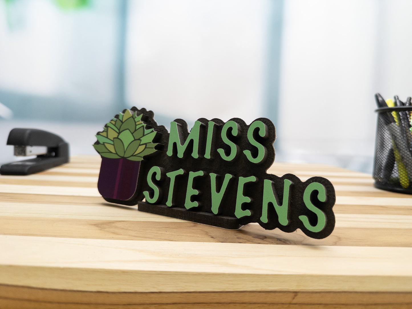 Succulent-Themed Desk Name Plate – Personalized Gift for Plant Lovers