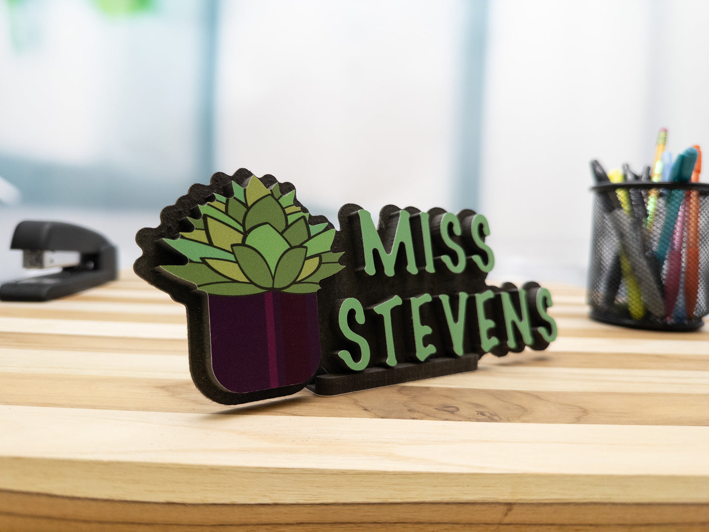 Succulent-Themed Desk Name Plate – Personalized Gift for Plant Lovers