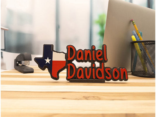 Lone Star State Desk Sign – Custom Name Plate for Texas Lovers